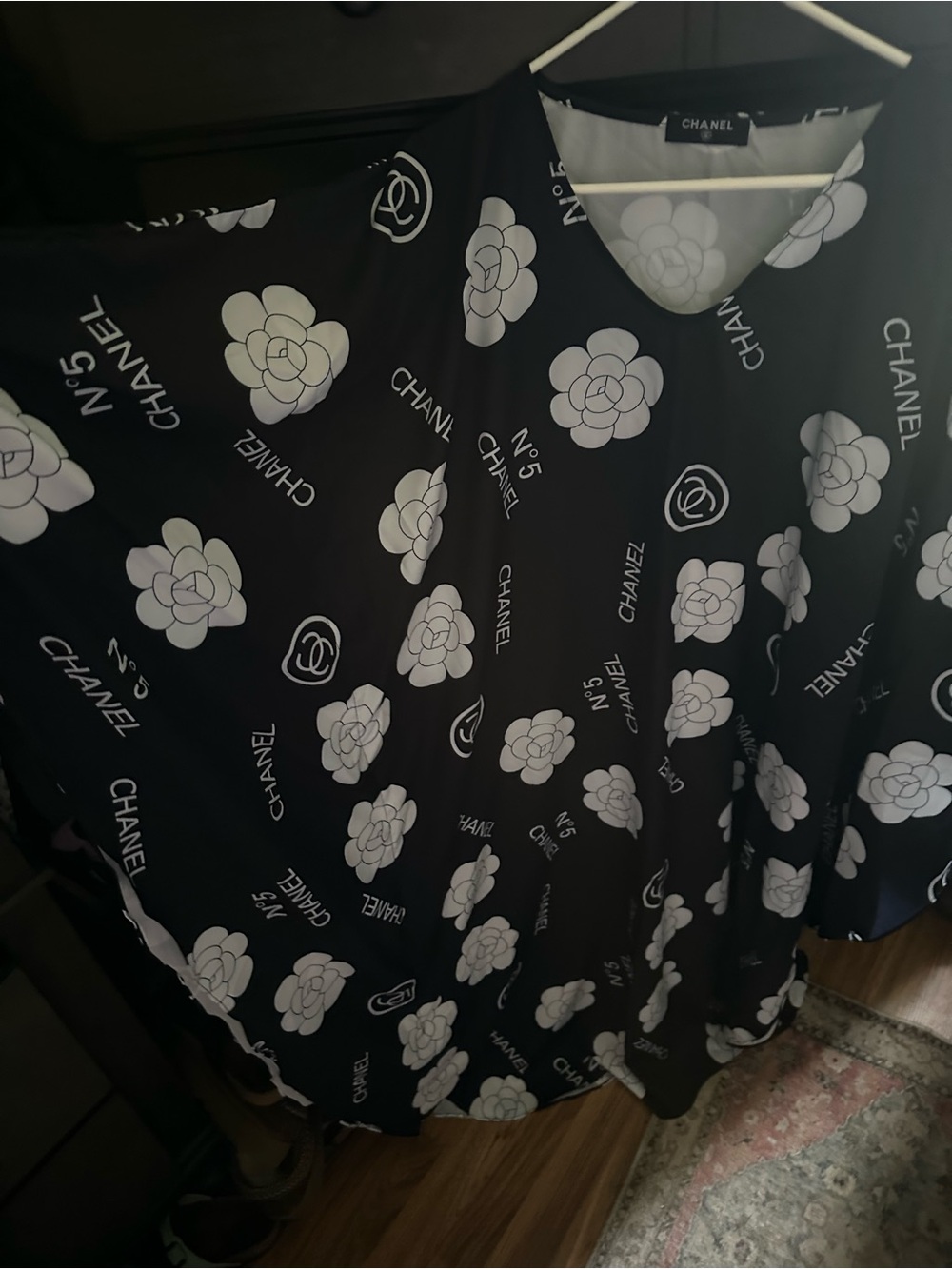 Black and white flower, print swimsuit cover up